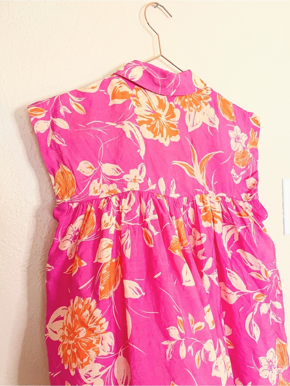 Fate Pink Orange Floral Button Front Blouse Small - Picture 6 of 9